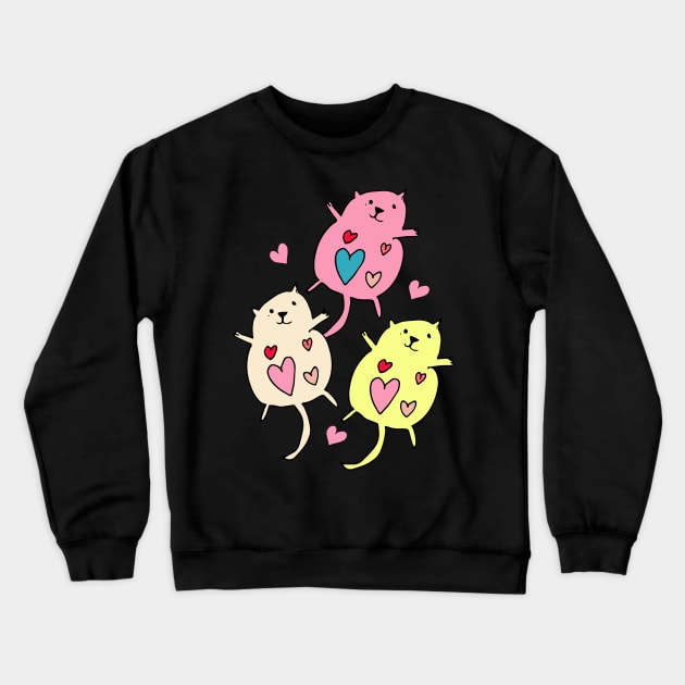 Cute Cat Valentines Crewneck Sweatshirt by bruxamagica